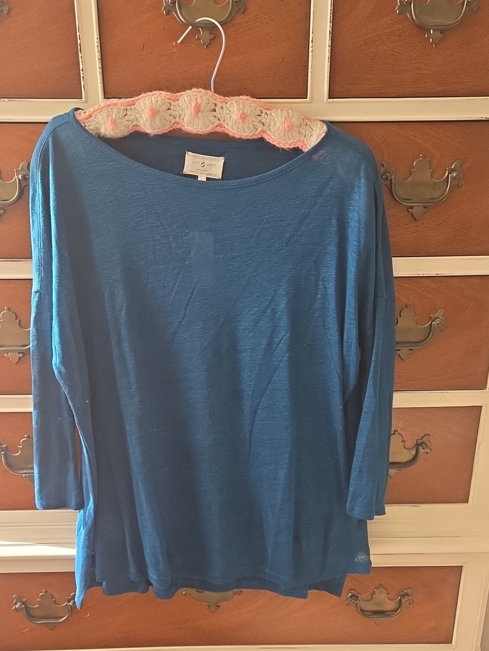 Women's Blue Long-Sleeve Boatneck Tee
